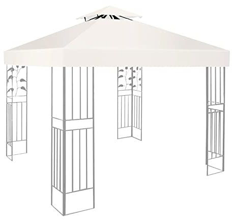 Ersatzdach Pavillon 3x3m Wasserdicht stabil Winterfest 160g/m² Beige,Doppeldach Gartenpavillon Pavillondach Faltpavillon Sturmfest Partyzelt Ersatzbezug,Top Abdeckung zweistufiges Baldachin