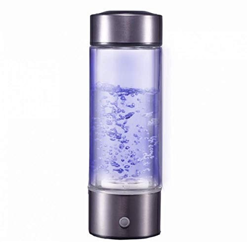 Generador rico en hidrógeno Botella de agua Tecnología SPE portátil Modo ionizador 5 minutos Descarga de alta concentración Ozono y cloro - 430 ml, para deportes, camping,-Silver