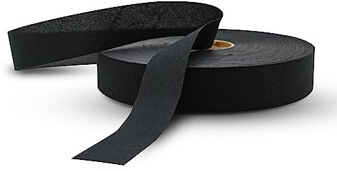 DOJA Barcelona | Schrägband Meterware Schwarz | Bias Tape Rollenpackung 100m | Breite 50mm | Polyester Tape | Weißes Einfassband | für Nähen, Kurzwaren & Nähband, Borten und Bänder zum Nähen