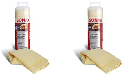 SONAX Peau de Chamois synthétique Plus (1 pièce) Chiffon Grand Format et particulièrement Absorbant pour Le ménage et Le Nettoyage | Réf: 04177000 (Lot de 2)