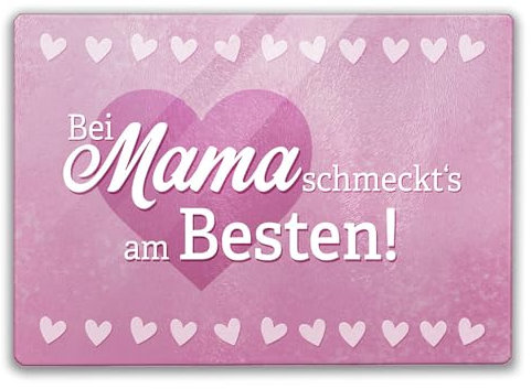 Herz Schneidebrett mit Spruch Bei Mama schmeckts am Besten ein liebevolles Küchenbrett zum Muttertag oder Geburtstag