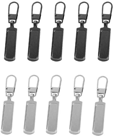 Cerniera Tira Sostituzione, 10 Pcs Cursore Cerniera Universale, Tirante per Cerniera Lampo in Metallo, Tirante per Cerniera Lampo Rimovibile, per Borsa, Vestiti, Jeans, Valigia
