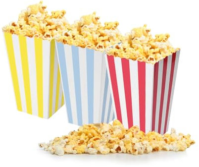 ZooYoo 12 Stück Popcorn Tüten Klein Rot Gelb und Blau - 5.5 * 7.5 * 10.5cm - für Geburtstag Party Deko,Baby Shower Party,Gender Reveal,Eine Babyparty