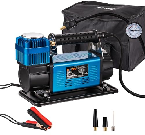 KATSU Tools Profesional Inflador de Neumáticos de Coche, 150 PSI 12V 45Amp Portátil Gran Volumen Bomba de Neumáticos de Compresor de Aire para 4WD Auto Van Camiones Inflables