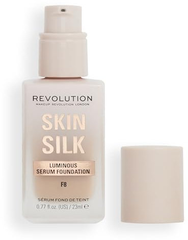 Makeup Revolution, Skin Silk Serum Foundation, Light to Medium Coverage, Contains Hyaluronic Acid, F8, 23ml