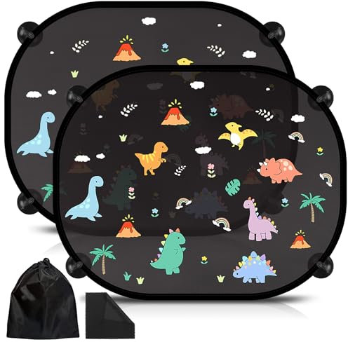 RYMALL Sonnenschutz Auto Baby mit UV Schutz, 2 Stück Saugnapf Sonnenblende Kinder Auto Fenster Sonnenschutz für Sonnenschutz Auto Seitenscheibe, Süßen Motiven, 45x36.5cm