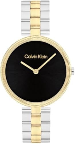 Calvin Klein Zwei-Zeiger-Quarzwerk-Uhr für Damen Kollektion Gleam mit Zweifarbiges Edelstahlarmband - 25100012