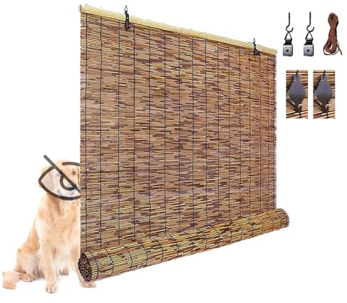 sur Mesure Stores en Bambou Ombres 52 58 66 74 82 90 98 106 114 122 130 138 146 154 164cm Rideaux en Bambou avec Lift, Protection Solaire, Respirant, Confidentialité, Taille sur Mesure