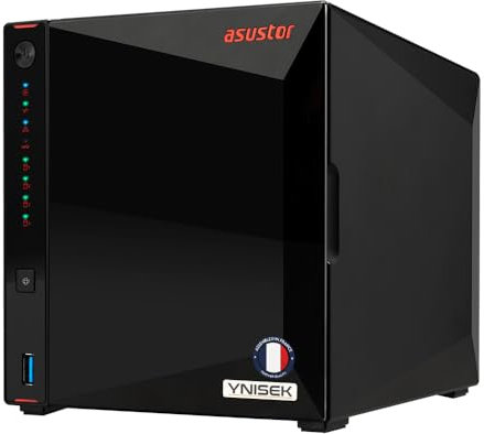 Ynisek AS5304T 16TB - Server di storage NAS 4 alloggiamenti 16TB (4X 4TB) - 4 dischi rigidi N300 da 4TB integrati - Storage in rete Raid - Montato e configurato in Francia