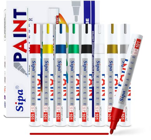 Sipa Paint Markers Pens, 8 Pack Oil Based Medium Tip Permanent Paint Pens, Quick Drying & Waterproof Paint Markers for Rocks Wood Metal Plastic Canvas Glass Shoes, Gifts for artists, kid