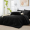 Luofanfei Seersucker Bettwäsche 155x220 Schwarz Gestreift Sommer Unifarben Wende Bettwäsche Set Microfaser Atmungsaktiv Leicht Bettbezug Einzelbett und Kissenbezüge 80x80 cm mit Reissverschluss