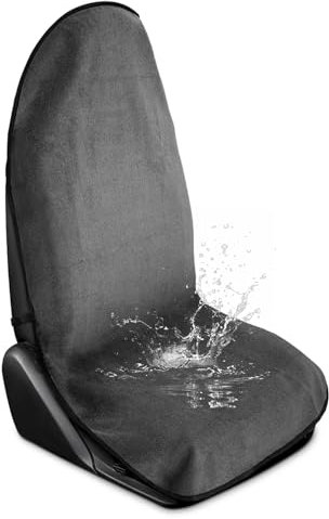 VOPHIA Handtuch-Textur, wasserdichter und rutschfester Autositzbezug, universelle Passform für alle Autos, Fitnessstudios und Strand, schweißfest, haustierfreundlich, Grau