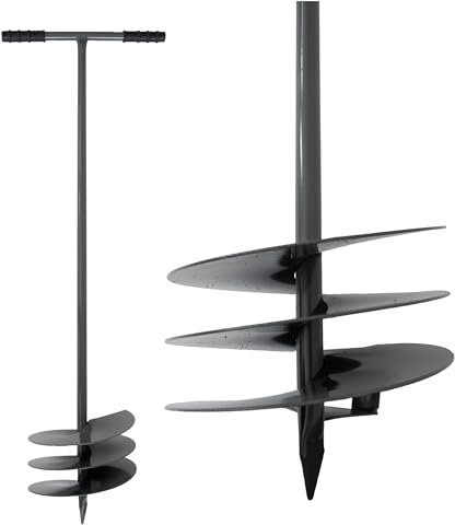 VASKO Erdbohrer Handbohrer 23x45x115 cm Garten Handbohrer für Erdlöcher Pfähle Pflanzung Pflanzen Ergonomischer Griff Erdbohrer Edelstahl