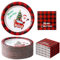 Winoo Design Set di piatti e tovaglioli natalizi, 20 pezzi, piatti di carta usa e getta con Babbo Natale, piatti da cena, decorazioni natalizie, forniture per feste