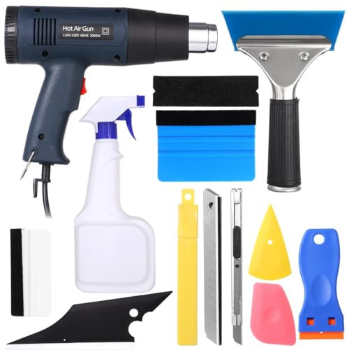 Utility Knife, Heat Gun, Water Blade, Felt Squeegee, Window Tint Vinyl Wrap Installation Kit for Cars Automobile, 30 Pcs Vinyl Wrap Tool Kit