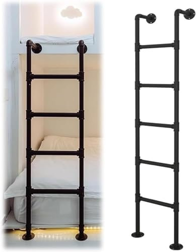 Scaletta per letto a castello in ferro battuto, montaggio a parete, in metallo resistente, per soppalco, ingresso, tetto/garage, capacità 150 kg