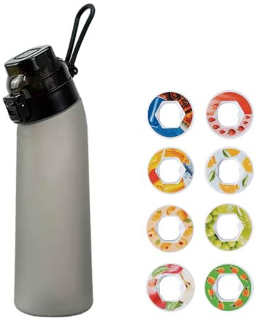 Trinkflasche mit Geschmack, 700ml Luft Wasserflasche mit 8 Pods Original, Zuckerfrei, Up Flasche mit Geschmack, Trinkflasche Geschmack, Wasserflasche mit Geschmack, Water Bottle with Flavor, Grau