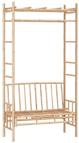 HETFTJN Modern Bank Gartenbank Sitzbank Outdoor Balkon Sitzbank - Gartenbank mit Pergola 116 cm Bambus für Terrassen Park Balkon Garten