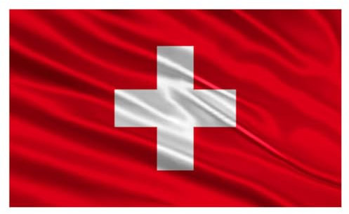 Bandiera della Svizzera, bandiera 90 cm x 150 cm, bandiera grande con passante per albero e cordini, bandiera leggera, bandiera per sport, calcio, edifici (Svizzera 1 pezzi)