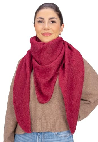 Seasons of April Kuschelig weicher Damen Schal in dreieck Form uni Farben - Britta (Bordeaux, Einheitsgröße)