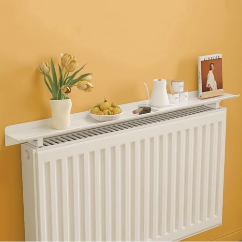 Heizungsregal Ohne Bohren mit Halterungen, Heizkörperverkleidung Weiß, Heizkörper Regal aus Aluminiumlegierung für Schutz der Wände, Tragkraft 30kg,W 15cm/6in; L 40cm/15.7in