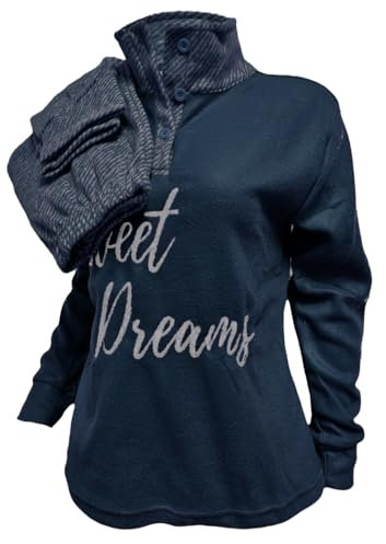 GARGIX Pigiama Donna Molto Caldo Pile Maglia E Pantalone S M L XL Invernale (IT, Testo, L, Regular, Regular, L, DP-4 Blu)