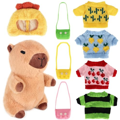 KQWVZ Peluche Capybara, 23cm CapybaraPeluche, Juguete de PelucheCapybara, Lindo Animal de Peluche de Capibara con Trajes, Almohada de Peluches de Carpincho (PelucheCapybara-A)