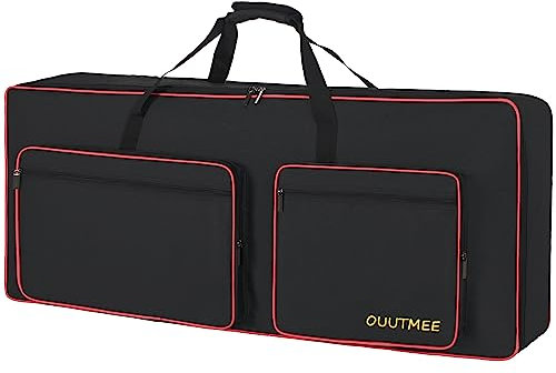 OUUTMEE 61Noten - Funda para teclado electrónico, tela Oxford 600D con 10 mm de inicio, color negro, resistente a los golpes, impermeable, cuatro protectores de esquinas, Negro , 61 Tasten, estilo