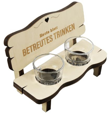 ROSYLEVE Holzbank mit Gravur personalisiert mit 2 Tasse Lustige Geschenke für Männer & Frauen für Geburtstag, Weihnachten, Jubiläum
