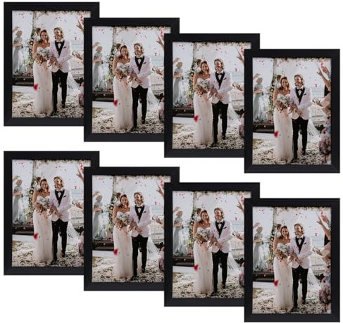 Anhow 8er Bilderrahmen 15x20 cm, PVC 6x8 Zoll Fotorahmen Collage Set Horizontal oder Vertikal für Wandbehänge/Tischdekoration - Schwarz