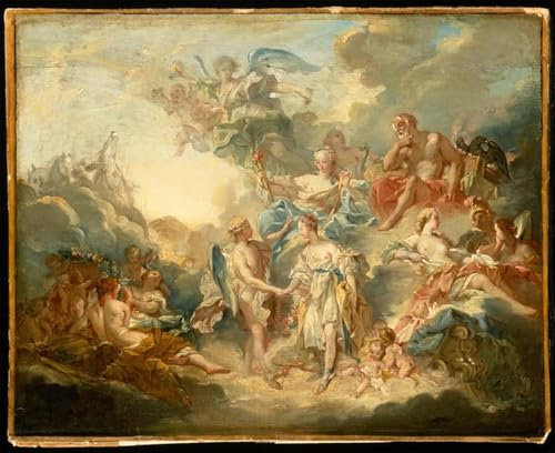 POSTERIIk Berühmt Leinwanddruck Kunst Leinwand Plakat F.boucher Hochzeit von Amor und Psyche Gemälde von François Boucher Porträts Wandkunst für Wohnzimmerdekoration 60x90cm