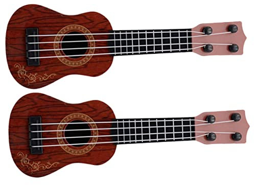 KOMBIUDA 2 Stück Mini-Ukulele kinderinstrumente musikinstrumente für Ukulele Gitarrenspielzeug für Kleinkinder -Ukulele für Musikinstrumente Plastik Brown