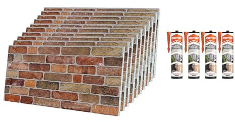 IZODEKOR | Revêtement mural aspect pierre | 100 x 50 x 2 cm | Panneaux muraux effet pierre 3D pour cuisine et salon | Utilisation intérieure et extérieure – Panneaux muraux 3D | Avec colle de montage