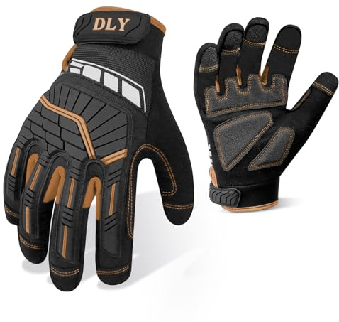 DLY Mechaniker Handschuhe Sicherheitshandschuhe Arbeitshandschuhe Herren | TPR-Dämpfung gegen Vibrationen, stoßfest & sicher, abriebfest, weich komfortabel, touchscreen-tauglich für Werkstattarbeiten