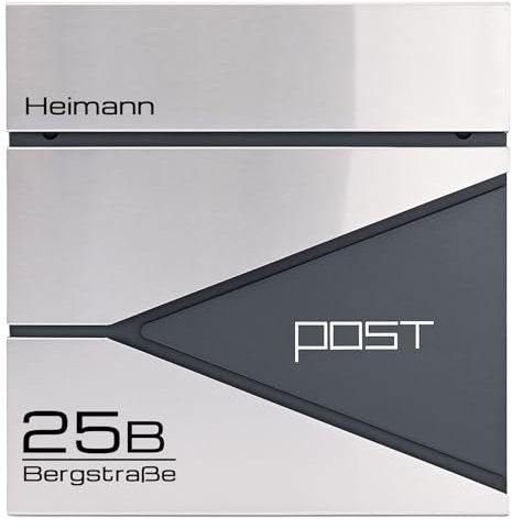 Verda Personalisierter Briefkasten mit Zeitungsfach, Designer Wandbriefkasten mit Edelstahl, 2X Schlüssel Zeitungsrolle, modern, individueller Postkasten (personalisierter Briefkasten SN3694-1)