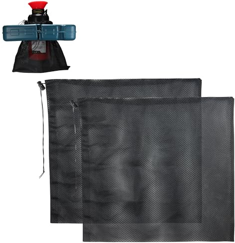 Goldlife Pond Fountain Aerator Accessories - 2 Pack Pond Pump Filter Bag, 18.1x 17.3 Large Fountain Aerator Barrier Net Bag, Black Nylon Mesh Bags for Outdoor Water Ponds Swimming Pool Filters