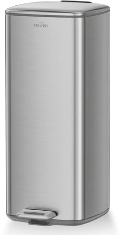 mVm Poubelle de cuisine, 30L avec Seau Intérieur,Poubelle à Pédale en Acier,Fermeture Douce et Maintien en Ouverture,pour cuisine, bureau, dortoir, maison, chambres