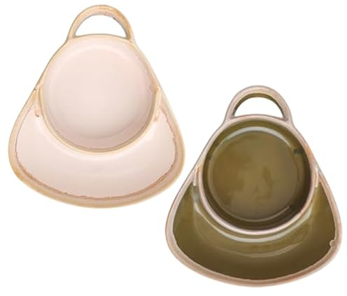 Soup and Sandwich Plate Combo Retro Ceramic Soup and Cracker Bowl with Handle 2PCS for Breakfast, Snack, Salad, Dessert Kitchen.