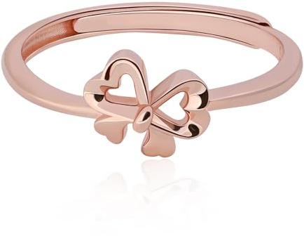 Anelli impilabili in oro per donna Anello per pollice con fiocco regolabile placcato rosa Anello in argento sterling antiossidante Regalo delicato per la figlia,