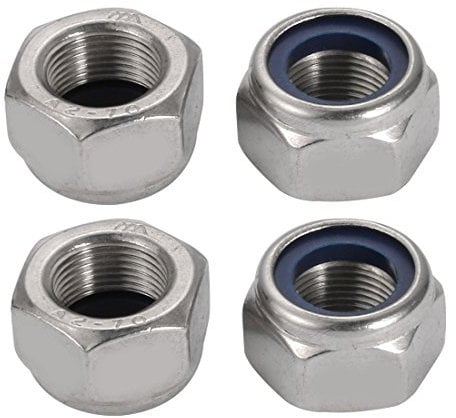 Sourcingmap 4pcs M20 x 1.5mm Pitch Metric Fine Thread 304 Stainless Steel Hex Lock Nuts