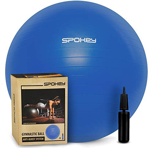 Spokey Fitball Fitnessball aus PVC, max. Belastbarkeit 300 kg, mit Pumpe| Alle Fitness-Level | Für Gymnastik und Gleichgewichtsübungen | Reha-Übungen, Freizeitsport und Fitnesstraining
