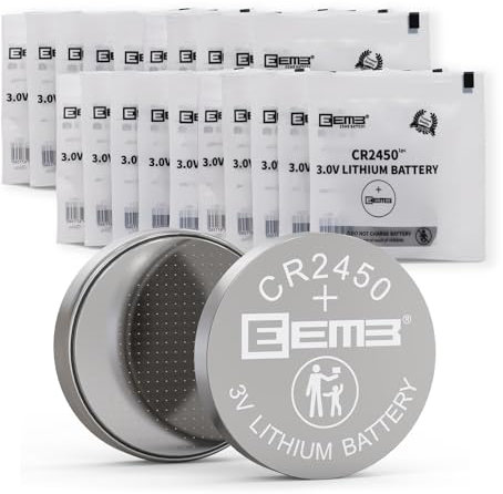 EEMB 20PACK CR2450 Batteria 3V al litio 2450 Batterie a bottone DL2450 ECR2450 BR2450 per orologi lampade da tè candele votive sistema di allarme portachiavi auto telecomando calcolatrici giocattoli