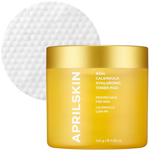 APRILSKIN Calendula PHA Hyaluron Toner Pads | Vegan, Cruelty Free | Peeling, verfeinert Poren & Hydratisierung für trockene, empfindliche, zu Akne neigende Haut | 60 Pads | Ohne Sulfate und