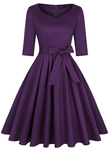 MINTLIMIT Women's 1950s Sweetheart Vintage Dresses Audrey Hepburn Style Party Dresses,3/4 Sleeve_E,X-Large