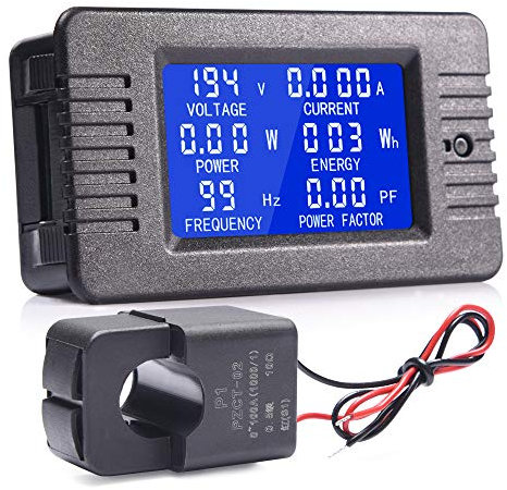 MICTUNING Pantalla LCD Multímetro Digital de AC Voltímetro del Amperímetro con Transformador de Corriente de 100 A para Electrodomésticos.