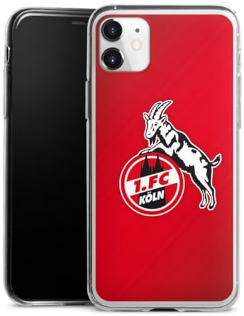 Slim Case kompatibel mit Apple iPhone 11 Silikon Handyhülle transparent Hülle extra dünn 1. FC Köln Offizielles Lizenzprodukt EffZeh