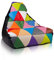 Ecopuf - Keiko Patchwork Pouf Sessel Outdoor - Sitzsack Styroporkugeln - Wasserfester Stoffsack - Entspannungssessel - Wohnungseinrichtung - Sessel Größe M - 100x80x85cm, Schwarz E14
