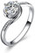 Daesar Damen 18 Karat Weißgold Ring Hochzeit, Blume Ring mit 4-Steg-Krappenfassung Diamant 0.3ct Verlobung Ringe Weißgold Eheringe Nickelfrei Große 57 (18.1)