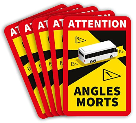 lepni.me 5 Stück Bus Toter Winkel Aufkleber Frankreich | Extra Starke Haftung und UV Schutz | Attention Angles Morts Sticker | Winkel Warntafel Fahrzeugaufkleber (5PCS BUS)