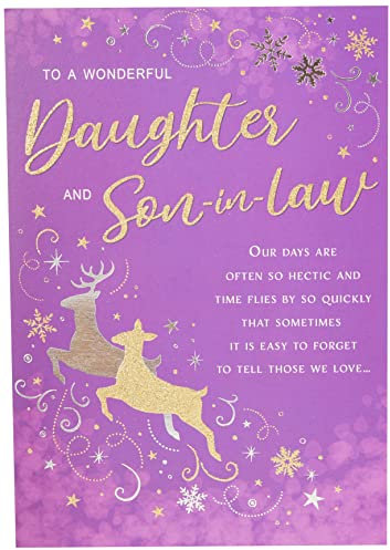 Piccadilly Greetings Klassische Weihnachtskarte Daughter & Son in Law – 22,9 x 15,2 cm – Regal Publishing, mehrfarbig, C85387